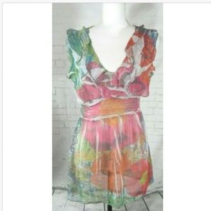 L8ter Sleeveless Watercolor Floral Sublimation Top